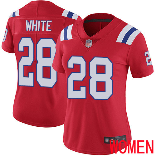 New England Patriots Football #28 Vapor Limited Red Women James White Alternate NFL Jersey